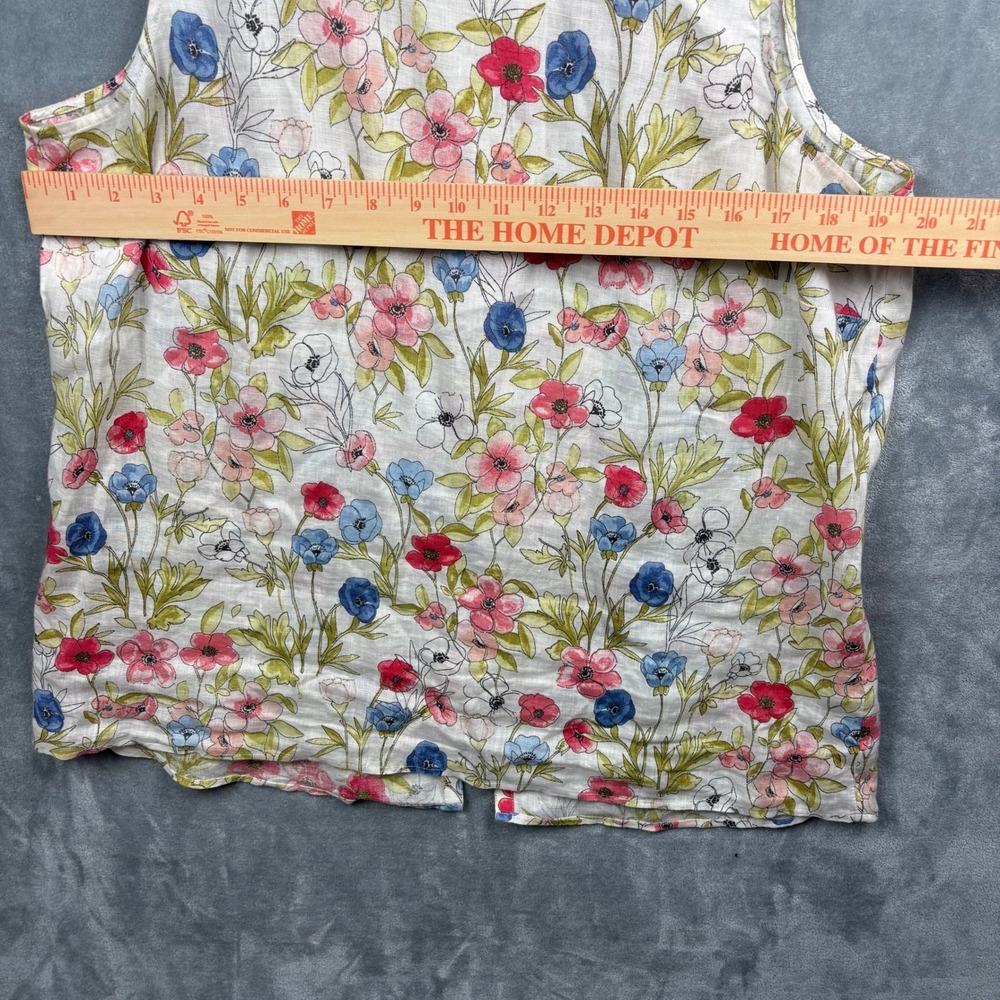 J. Jill Love Linen Floral Sleeveless Top M. Full Button Back Cottagecore Coastal - Picture 11 of 11